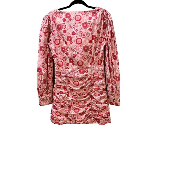 NWT Glamorous Pink Red blush Floral print Cotton Dress mini *runs small 4 6 8 - Picture 3 of 12